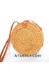 Wide round ata bag flower pattern with leather clip